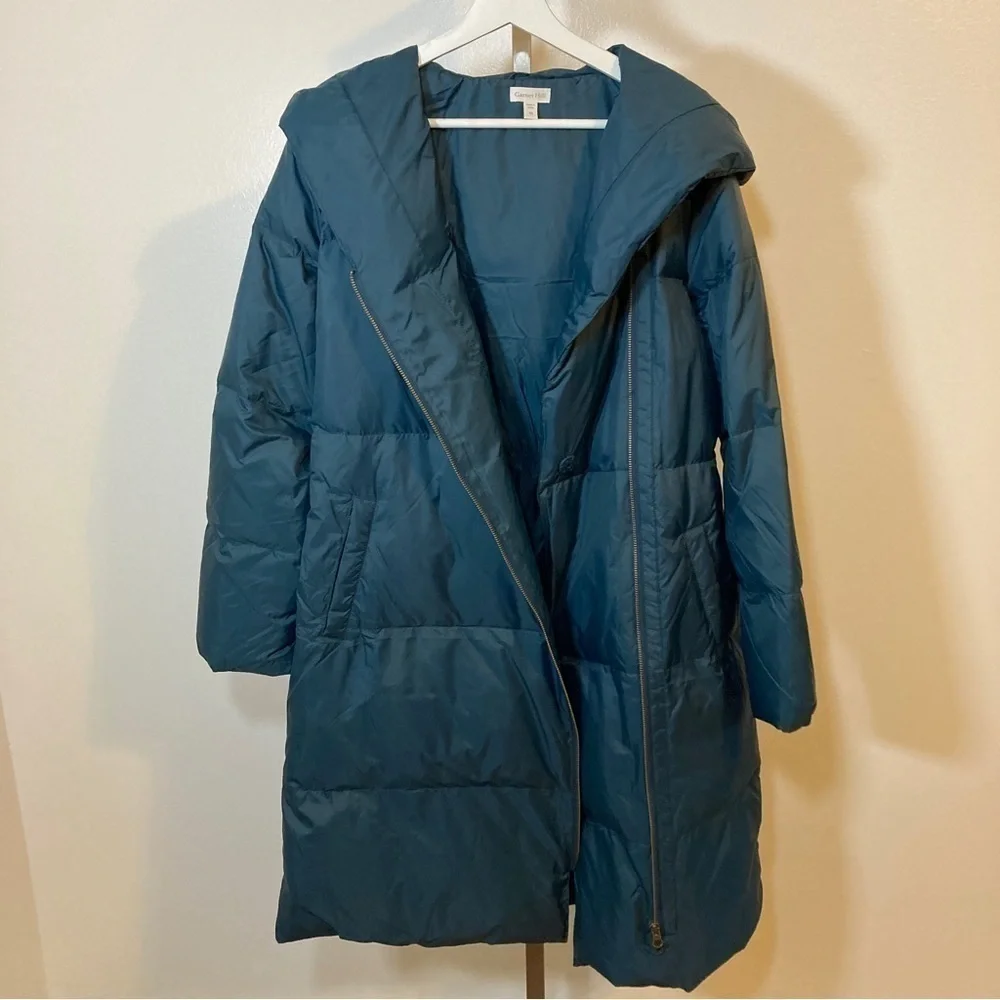 Garnet Hill drk teal down Puffer Coat Size XS - Picture 2 of 8